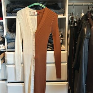 Staud sweater dress brown white small